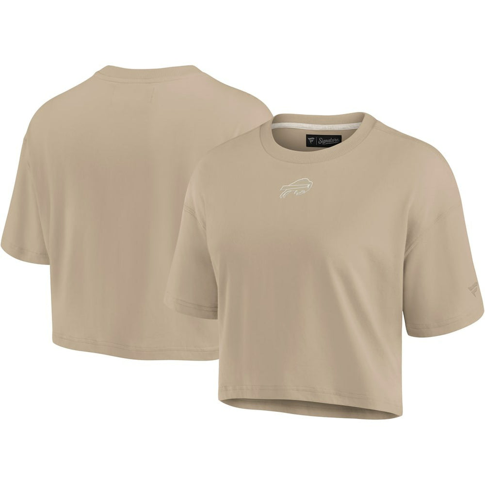 Buffalo Bills Women's Elements Super Soft Boxy Cropped T-Shirt Khaki | Fanatics