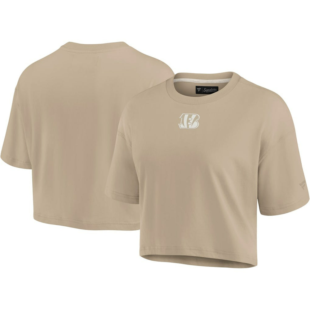 Cincinnati Bengals Women's Elements Super Soft Boxy Cropped T-Shirt Khaki | Fanatics