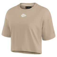 Kansas City Chiefs Women's Elements Super Soft Boxy Cropped T-Shirt Khaki | Fanatics