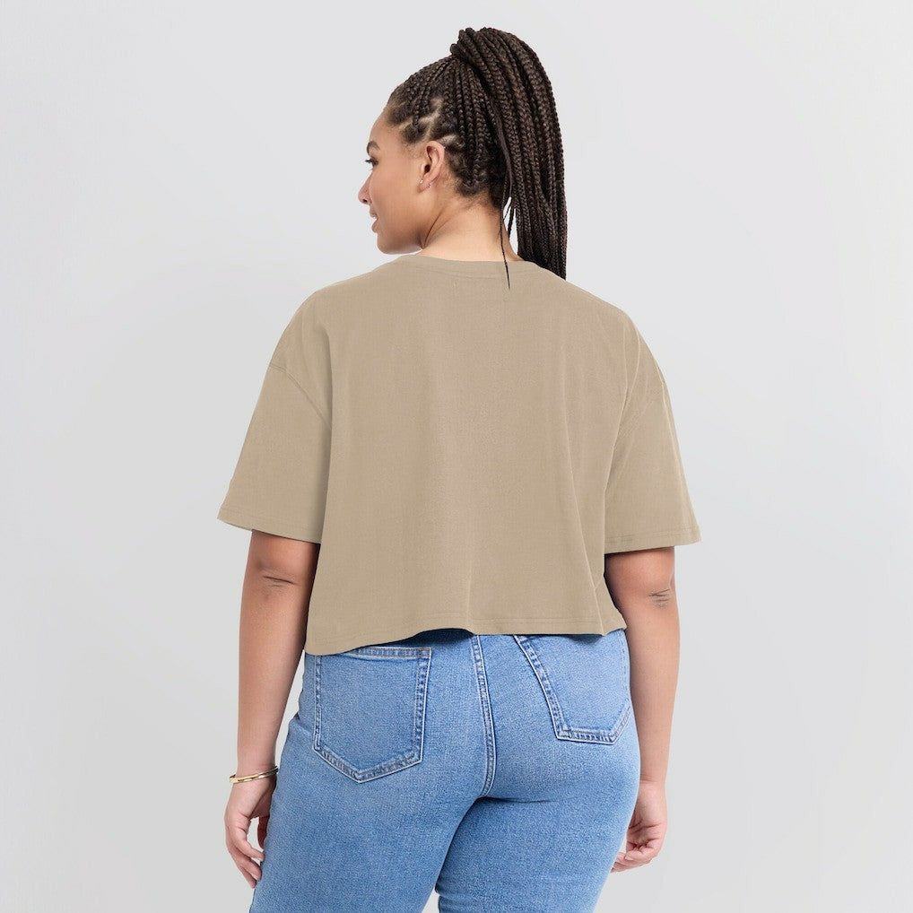 Kansas City Chiefs Women's Elements Super Soft Boxy Cropped T-Shirt Khaki | Fanatics