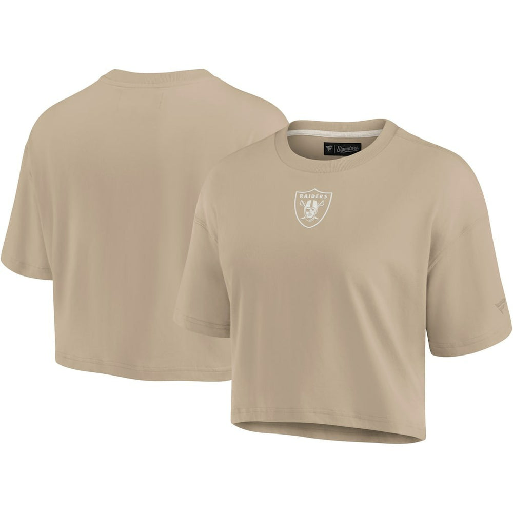 Las Vegas Raiders Women's Elements Super Soft Boxy Cropped T-Shirt Khaki | Fanatics