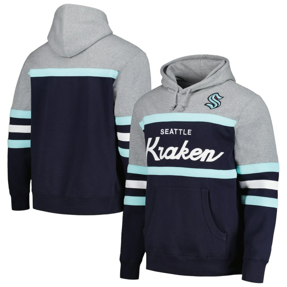 Seattle Kraken Head Coach Pullover Hoodie - Deep Sea Blue/Gray - NHL