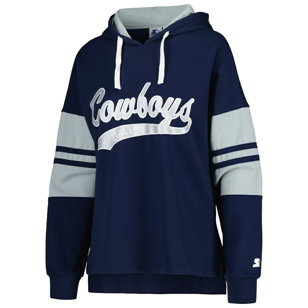 Dallas Cowboys Starter Women's Bump And Run Long Sleeve Hoodie T-Shirt Navy | NFL