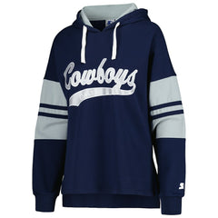 Dallas Cowboys Starter Women's Bump And Run Long Sleeve Hoodie T-Shirt Navy | NFL