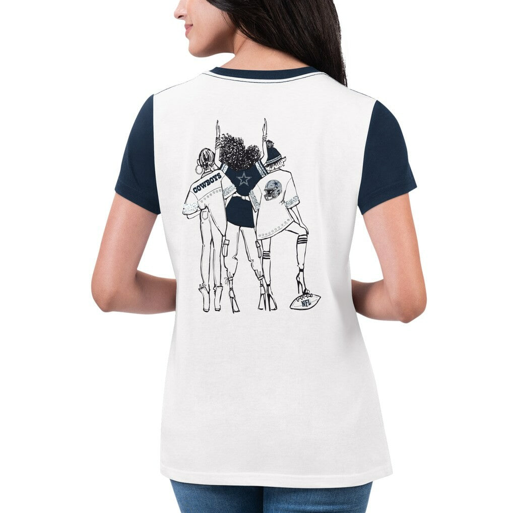 Dallas Cowboys G-III 4Her by Carl Banks Women's Fashion Illustration T-Shirt White/Navy | NFL
