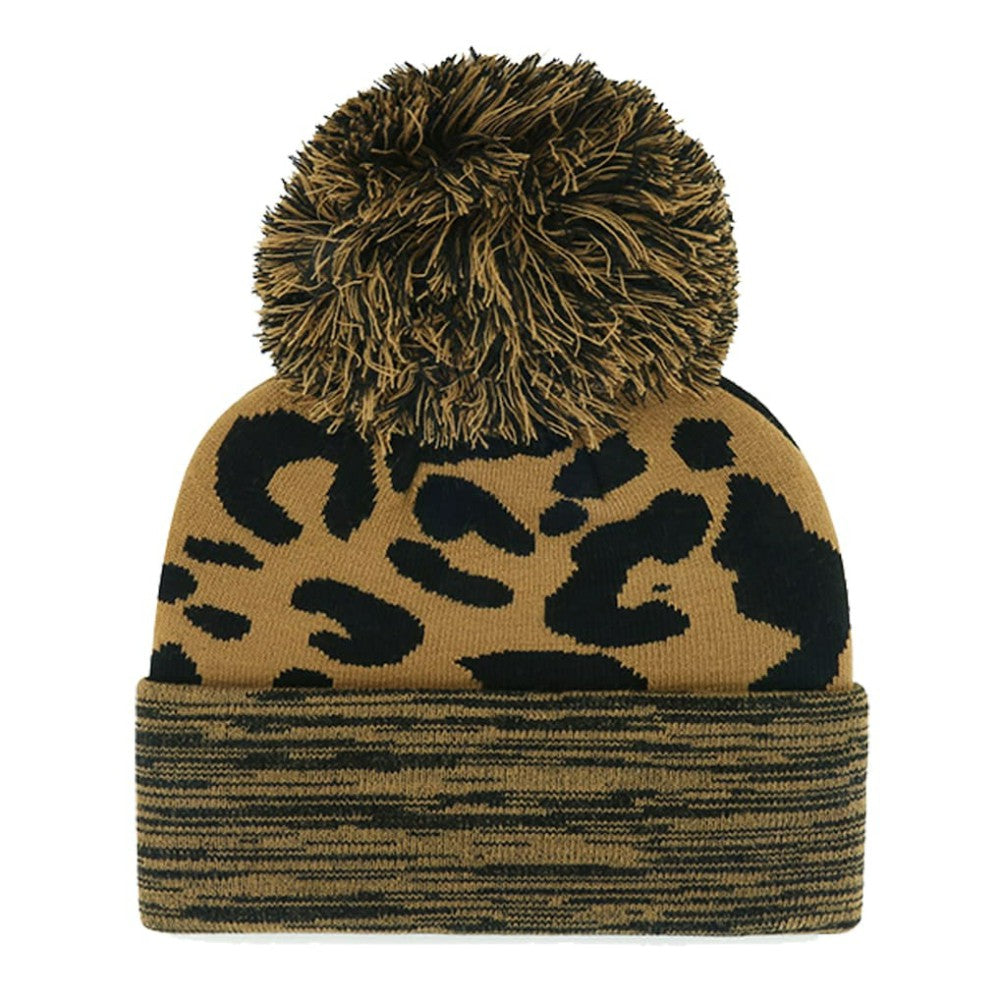 Boston Red Sox '47 Women's Leopard Rosette Cuffed Knit Hat with Pom Hats - MLB