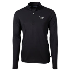 Philadelphia Eagles Cutter & Buck Gridiron Classics Big & Tall Virtue Eco Pique Recycled Quarter-Zip Pullover Top Black | NFL