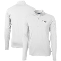 Philadelphia Eagles Cutter & Buck Gridiron Classics Big & Tall Virtue Eco Pique Recycled Quarter-Zip Pullover Top White | NFL