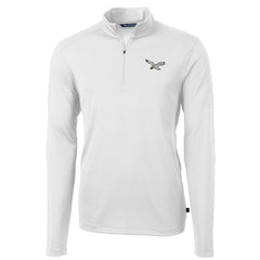 Philadelphia Eagles Cutter & Buck Gridiron Classics Big & Tall Virtue Eco Pique Recycled Quarter-Zip Pullover Top White | NFL