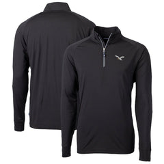 Philadelphia Eagles Cutter & Buck Gridiron Classics Big & Tall Adapt Eco Knit Stretch Recycled Quarter-Zip Pullover Top Black | NFL
