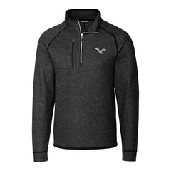 Philadelphia Eagles Cutter & Buck Gridiron Classics Big & Tall Mainsail Sweater-Knit Half-Zip Pullover Jacket Heather Gray | NFL