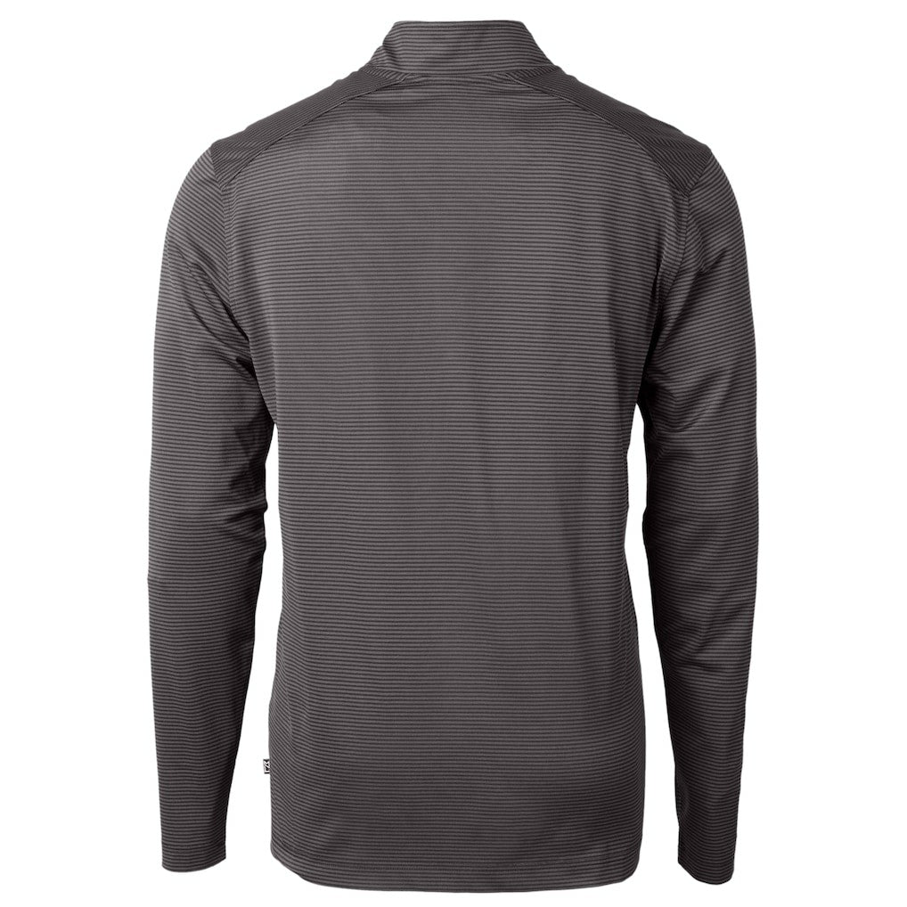 Philadelphia Eagles Cutter & Buck Gridiron Classics Big & Tall Virtue Eco Pique Micro Stripe Recycled Quarter-Zip Pullover Top Charcoal | NFL