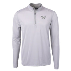 Philadelphia Eagles Cutter & Buck Gridiron Classics Big & Tall Virtue Eco Pique Micro Stripe Recycled Quarter-Zip Pullover Top White | NFL