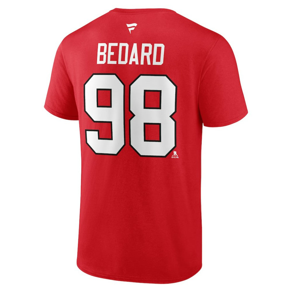 Connor Bedard Chicago Blackhawks Fanatics Authentic Stack Name & Number T-Shirt - Red - NHL