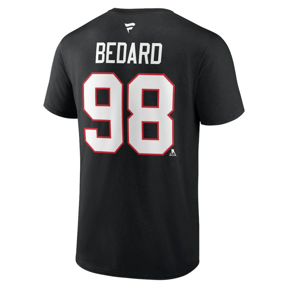 Connor Bedard Chicago Blackhawks Fanatics Authentic Stack Name & Number T-Shirt - Black - NHL