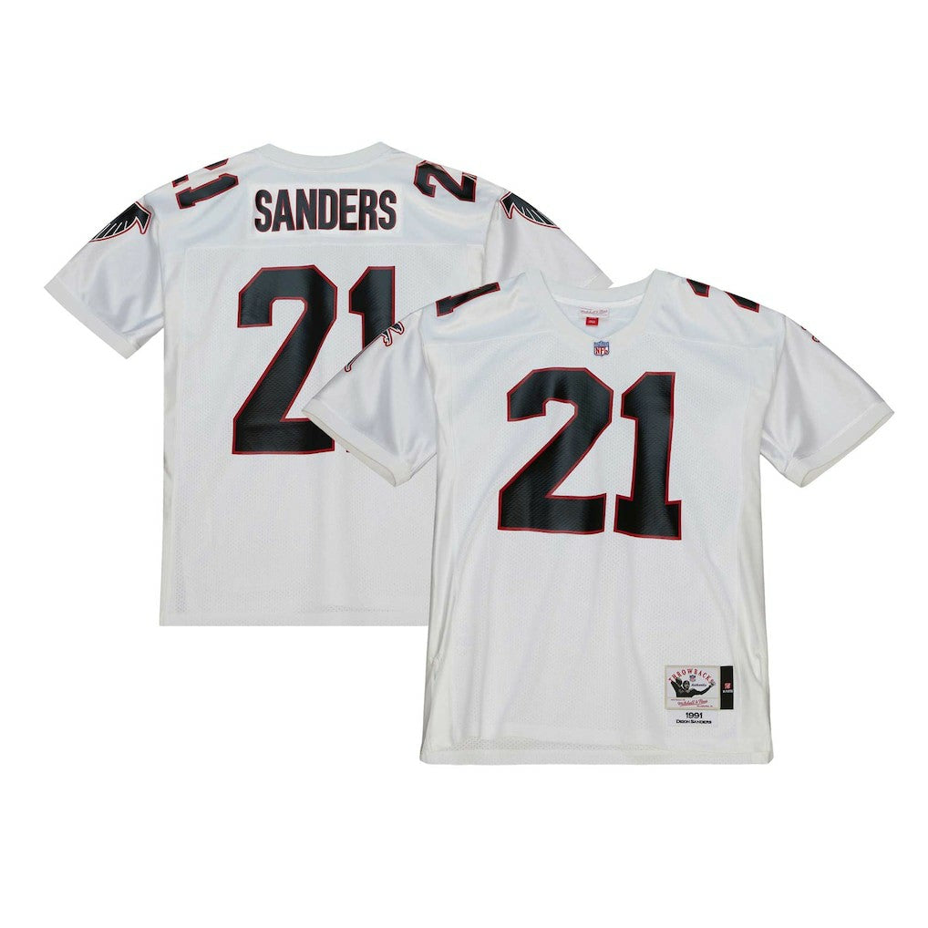 Deion Sanders Atlanta Falcons 1991 Authentic Throwback Retired Player Jersey White | Mitchell & Ness