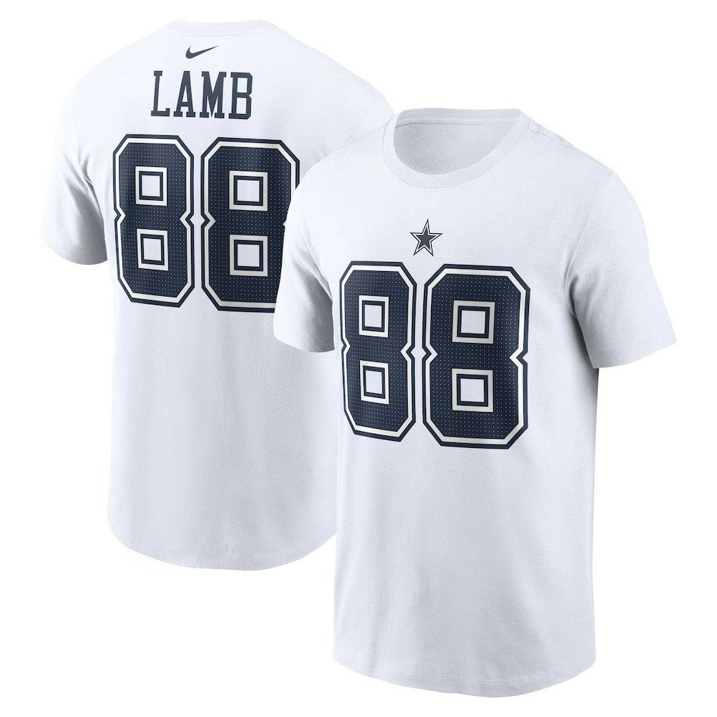 CeeDee Lamb Dallas Cowboys Player Name & Number T-Shirt White | Nike for Sale