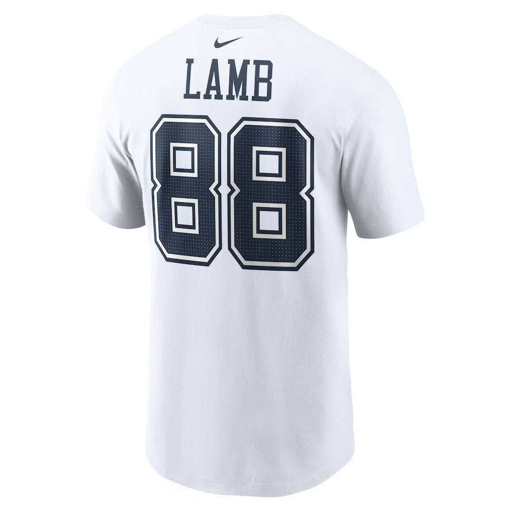 CeeDee Lamb Dallas Cowboys Player Name & Number T-Shirt White | Nike for Sale