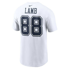 CeeDee Lamb Dallas Cowboys Player Name & Number T-Shirt White | Nike for Sale