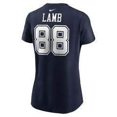 CeeDee Lamb Dallas Cowboys Women's Player Name & Number T-Shirt Navy | Nike for Sale