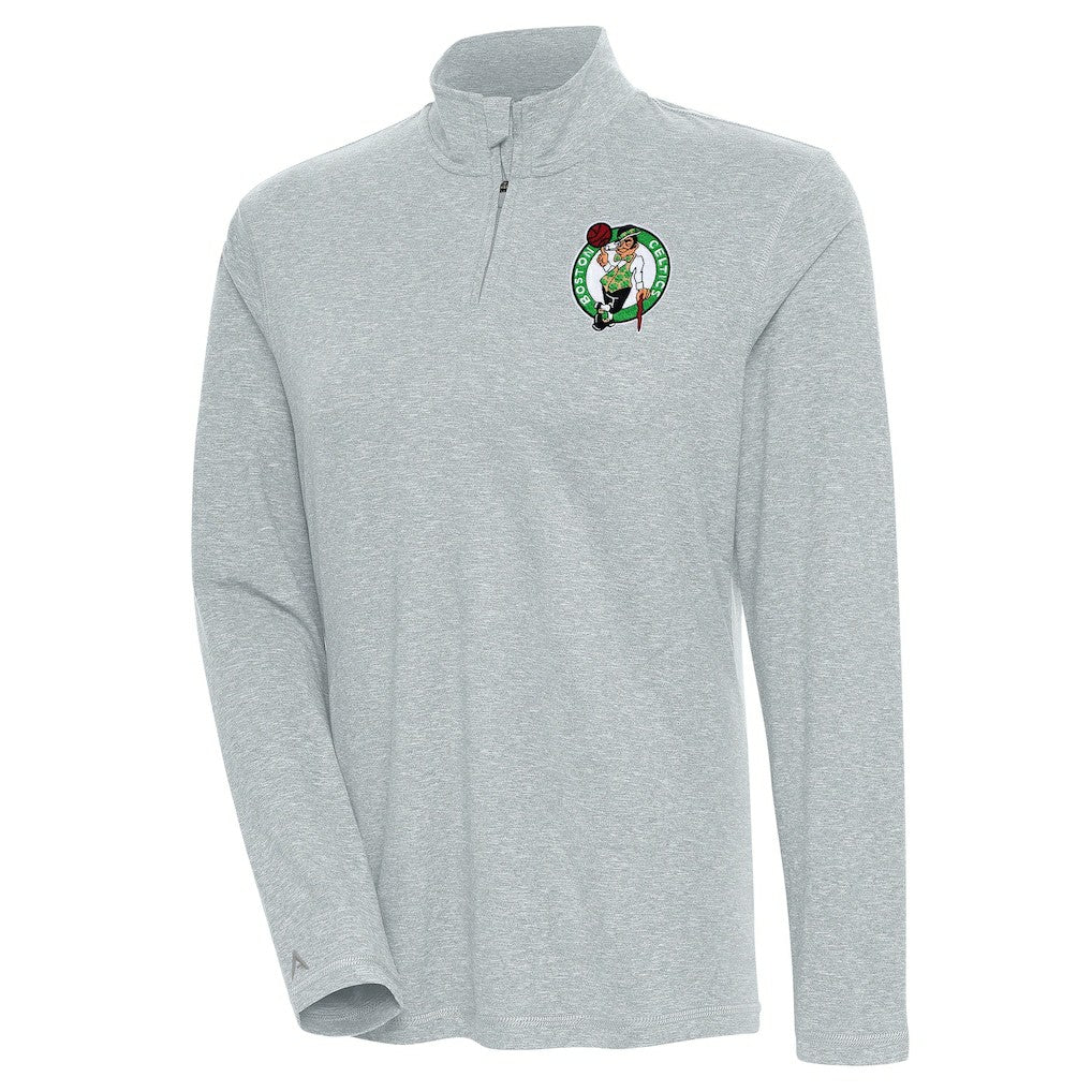 Boston Celtics Antigua Women's Confront Quarter-Zip Pullover Top Heather Gray - NBA