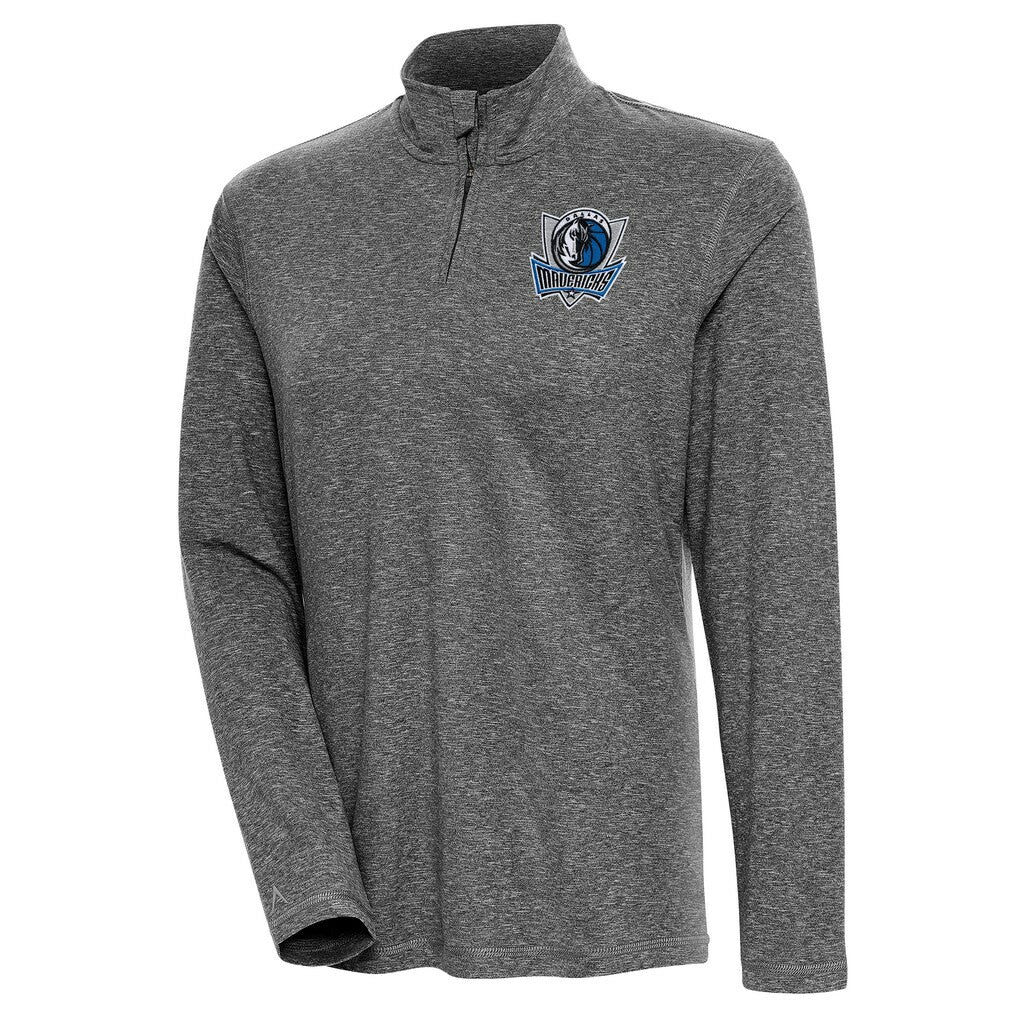 Dallas Mavericks Antigua Women's Confront Quarter-Zip Pullover Top Heather Black - NBA