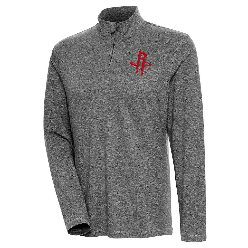 Houston Rockets Antigua Women's Confront Quarter-Zip Pullover Top Heather Black - NBA