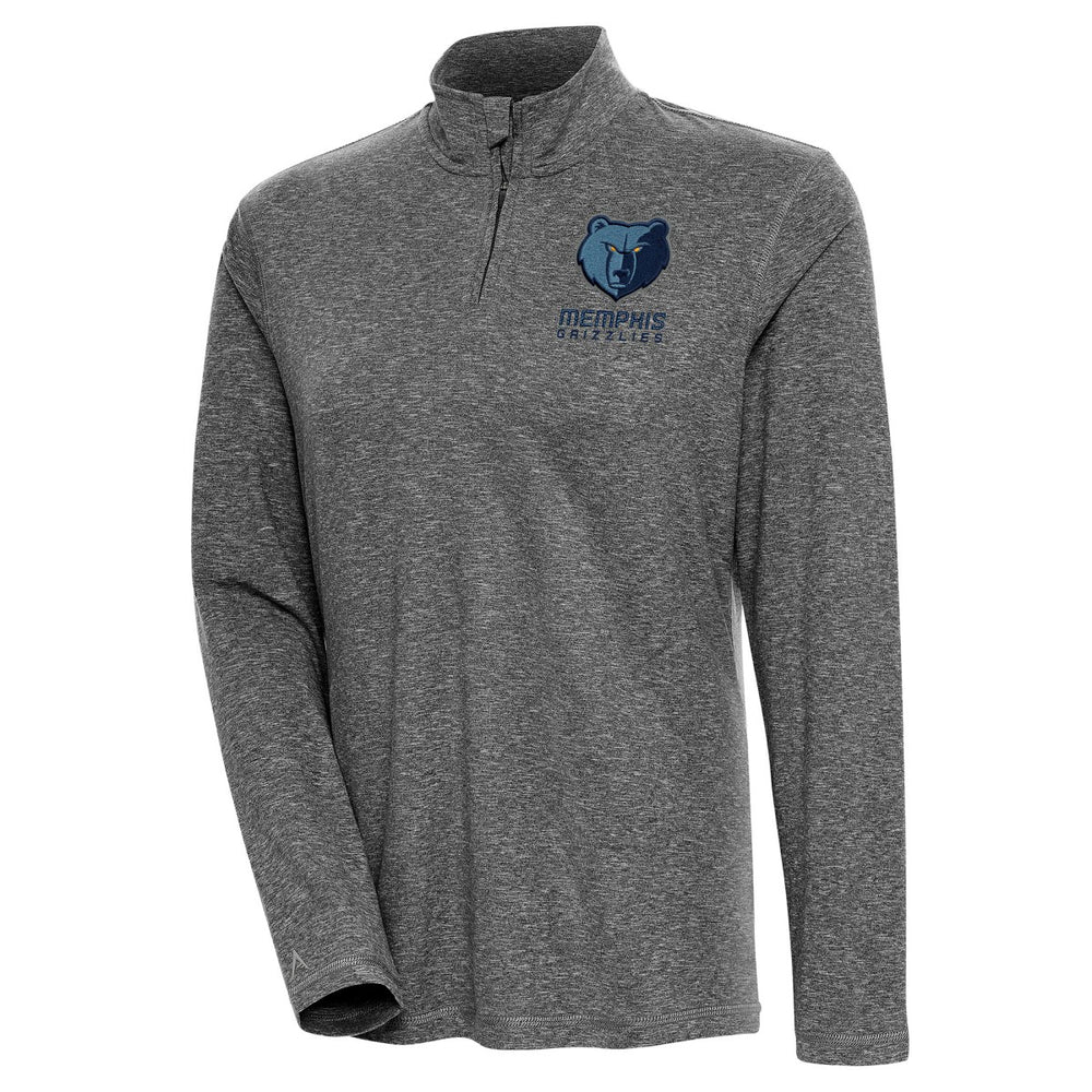 Memphis Grizzlies Antigua Women's Confront Quarter-Zip Pullover Top Heather Black - NBA