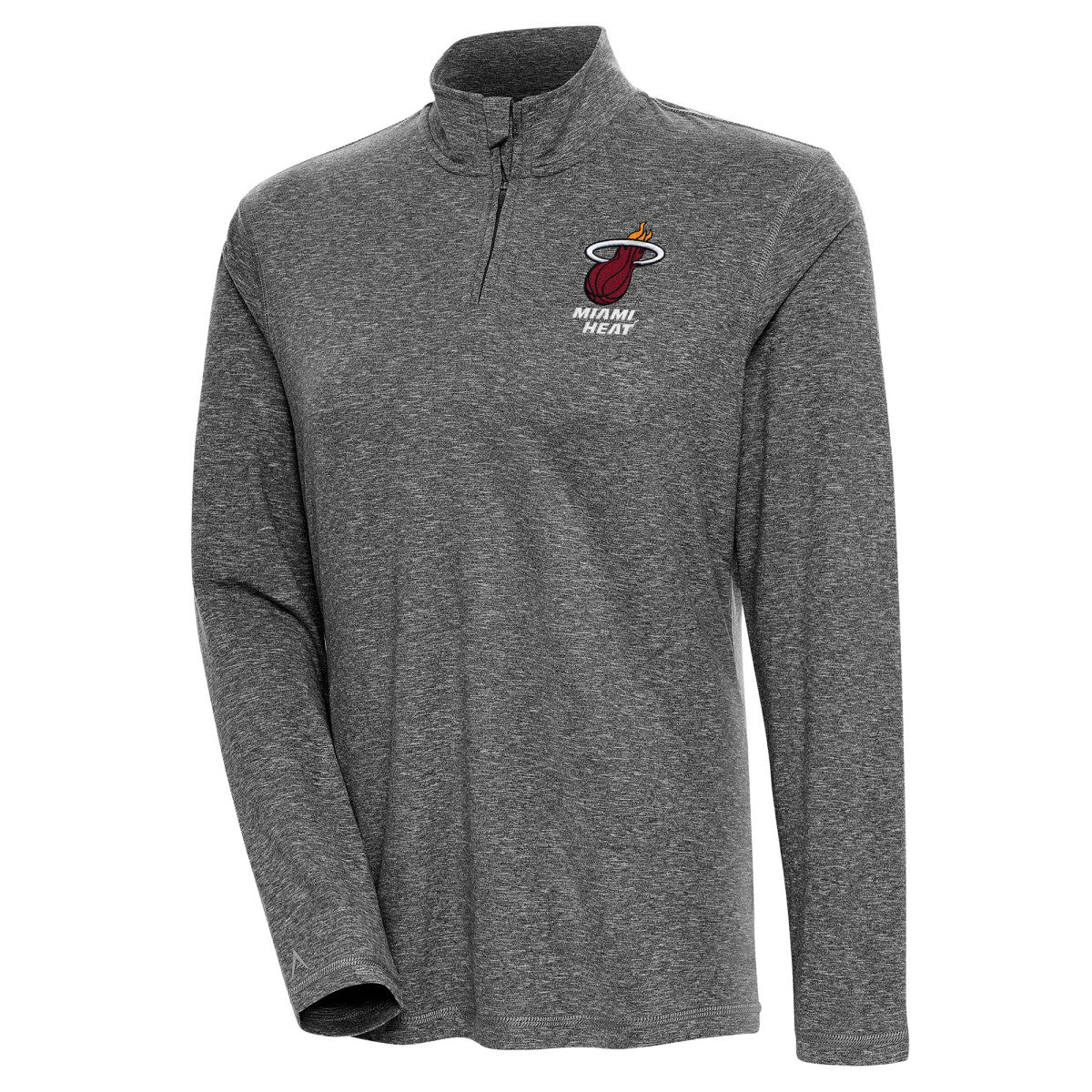 Miami Heat Antigua Women's Confront Quarter-Zip Pullover Top Heather Black - NBA