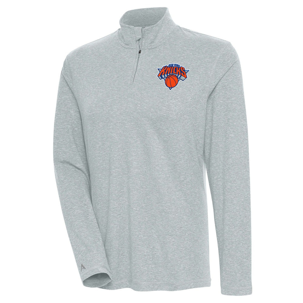 New York Knicks Antigua Women's Confront Quarter-Zip Pullover Top Heather Gray - NBA