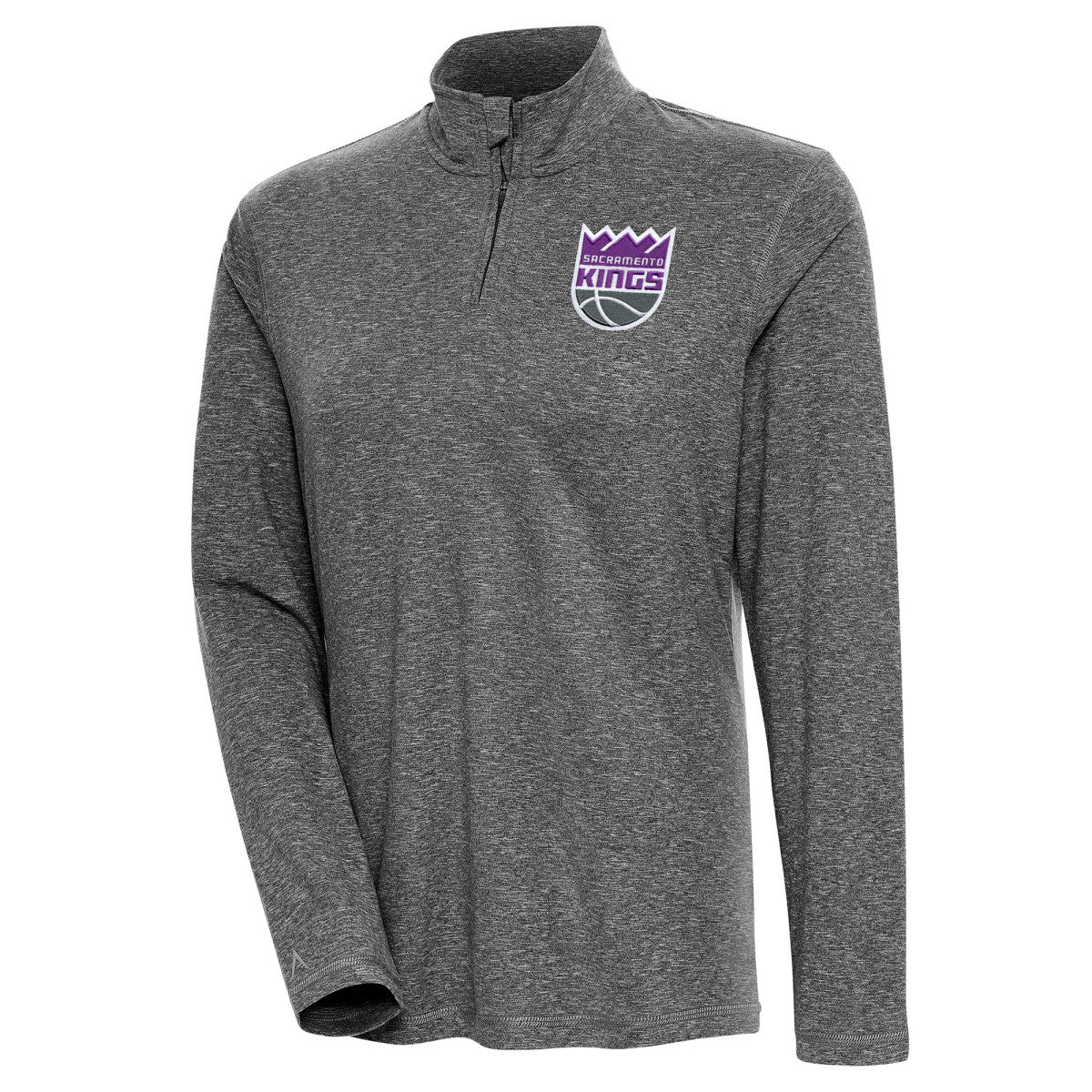 Sacramento Kings Antigua Women's Confront Quarter-Zip Pullover Top Heather Black - NBA