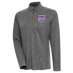 Sacramento Kings Antigua Women's Confront Quarter-Zip Pullover Top Heather Black - NBA