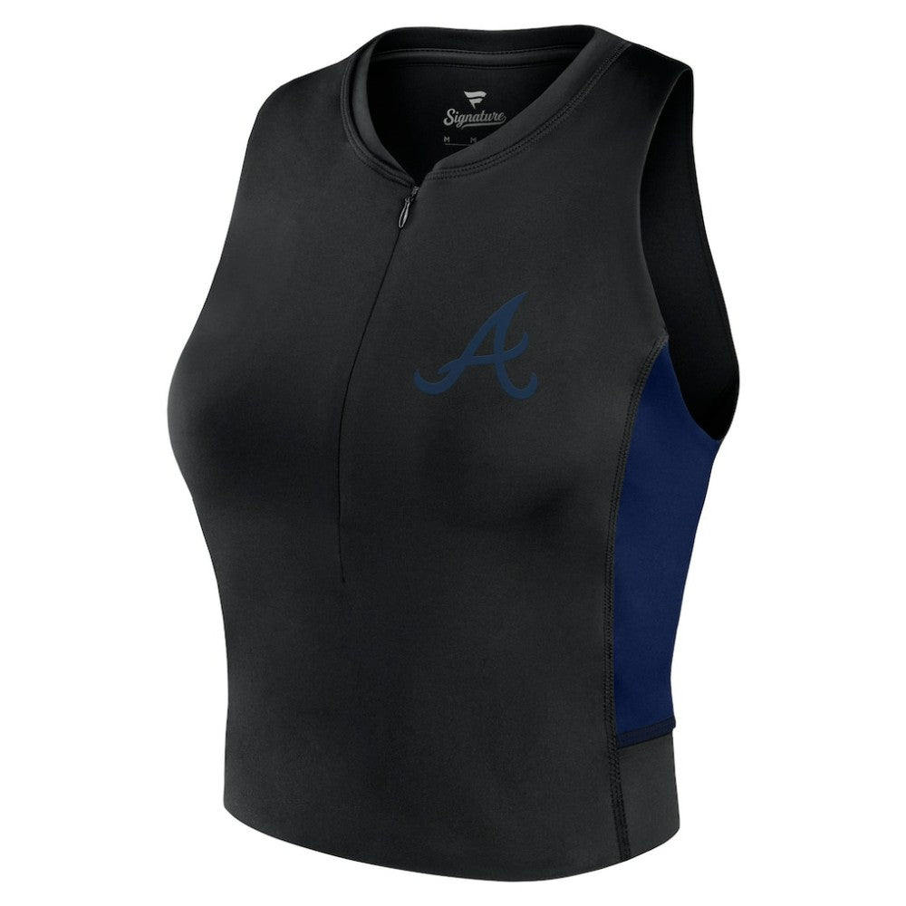 Atlanta Braves Fanatics Women's Studio Half-Zip Fitted Gym Tank Top - MLB