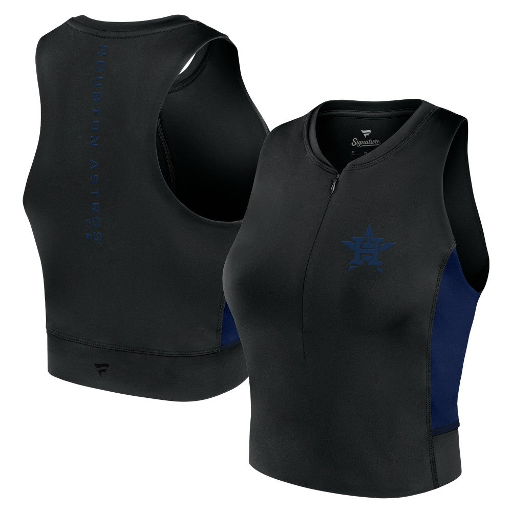 Houston Astros Fanatics Women's Studio Half-Zip Fitted Gym Tank Top - MLB