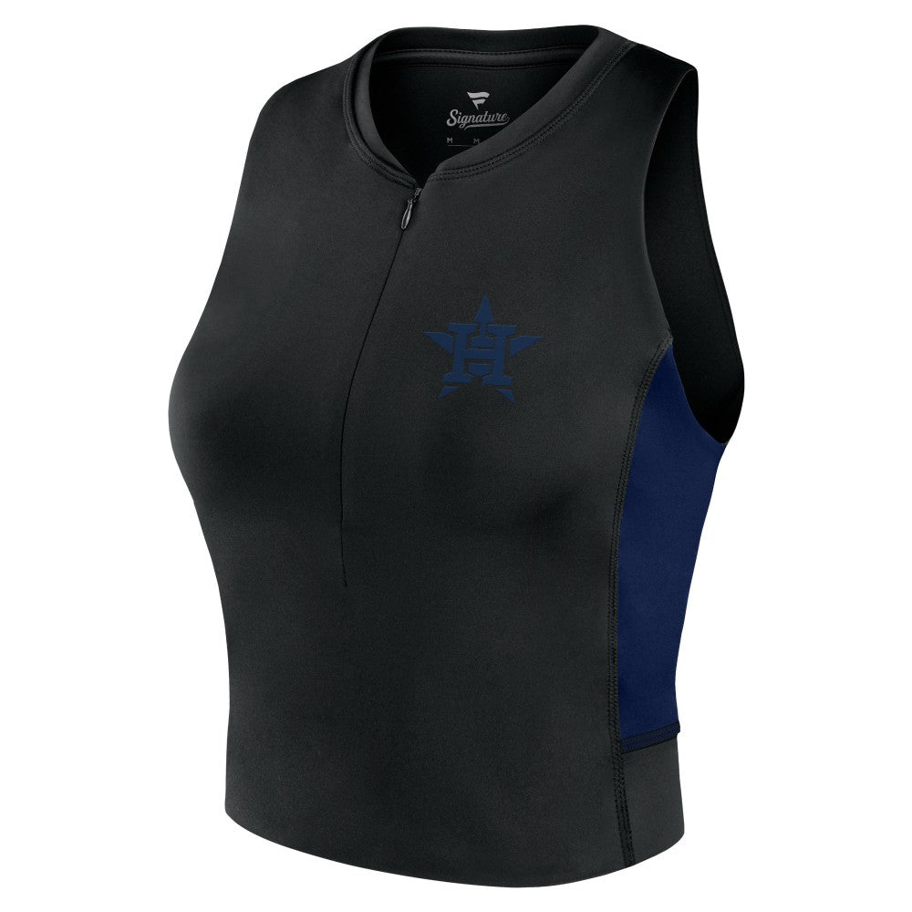 Houston Astros Fanatics Women's Studio Half-Zip Fitted Gym Tank Top - MLB