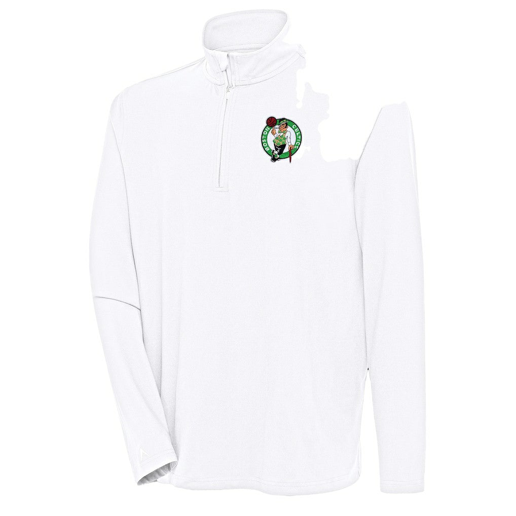 Boston Celtics Antigua Hunk Quarter-Zip Pullover Top White - NBA