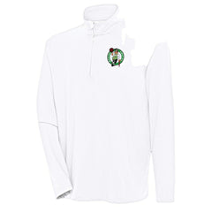 Boston Celtics Antigua Hunk Quarter-Zip Pullover Top White - NBA