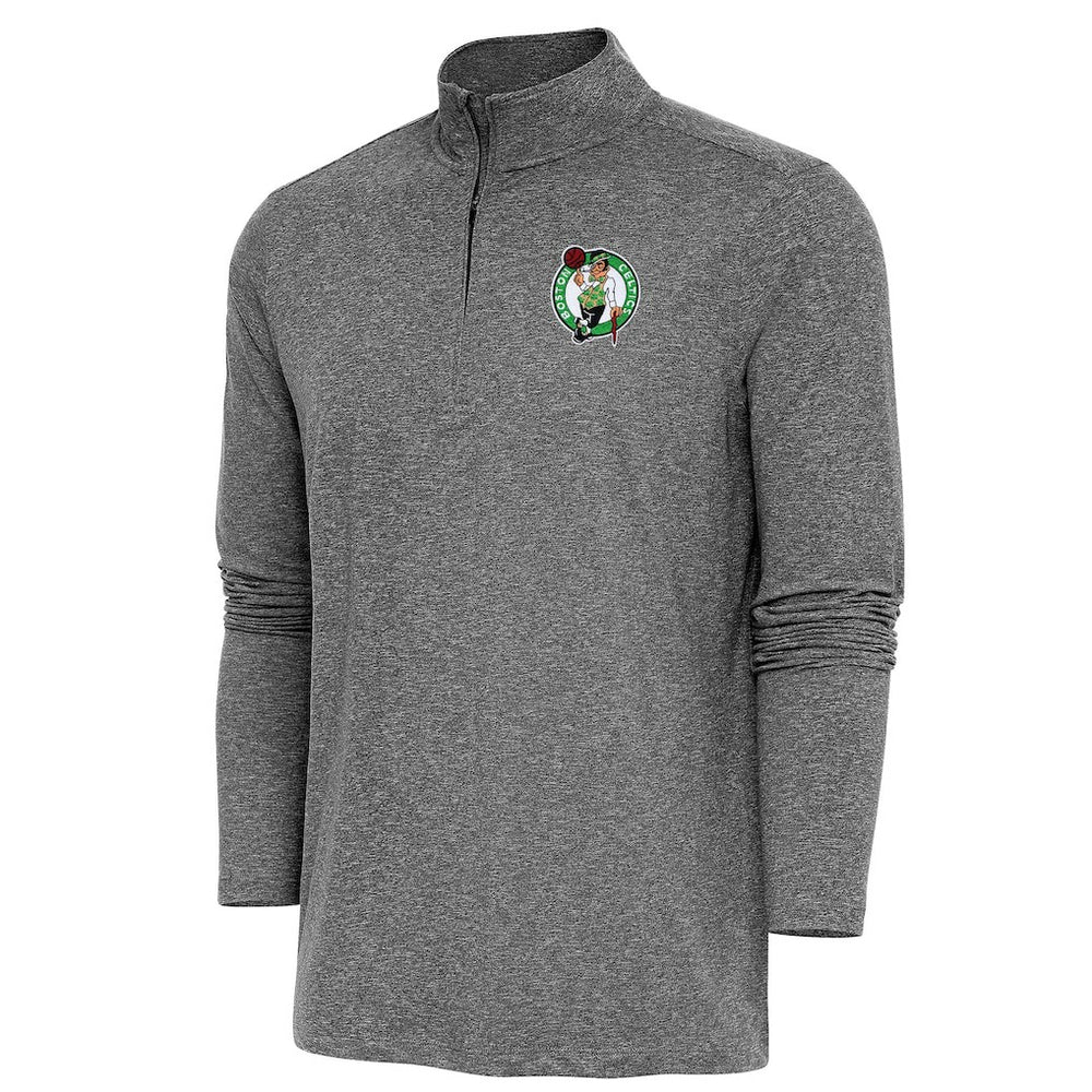 Boston Celtics Antigua Hunk Quarter-Zip Pullover Top Heather Black - NBA