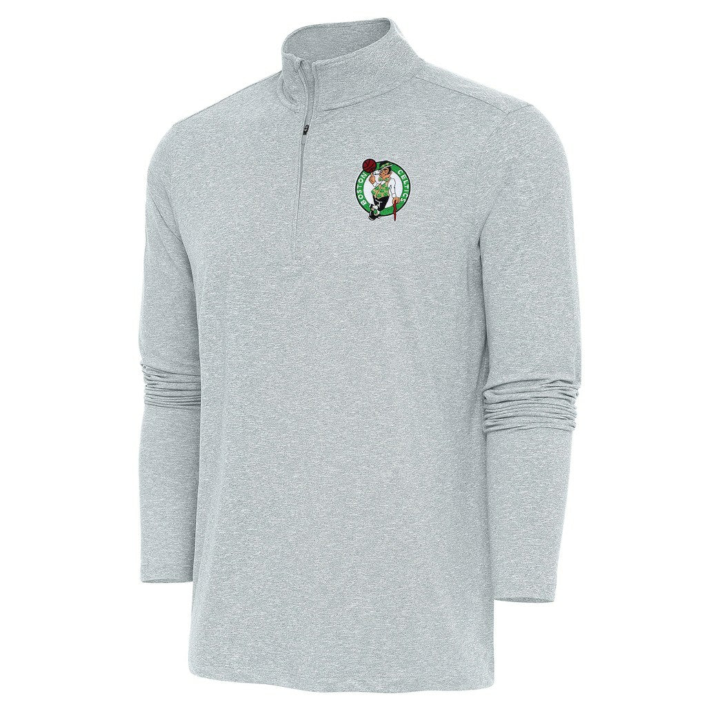 Boston Celtics Antigua Hunk Quarter-Zip Pullover Top Heather Gray - NBA