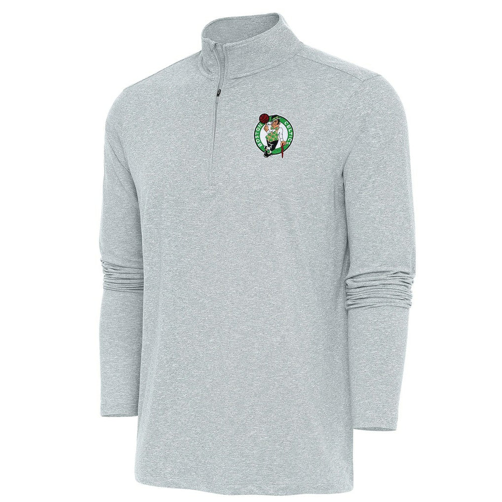 Boston Celtics Antigua Hunk Quarter-Zip Pullover Top Heather Gray - NBA