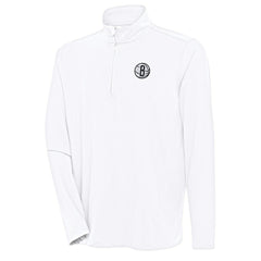 Brooklyn Nets Antigua Hunk Quarter-Zip Pullover Top White - NBA