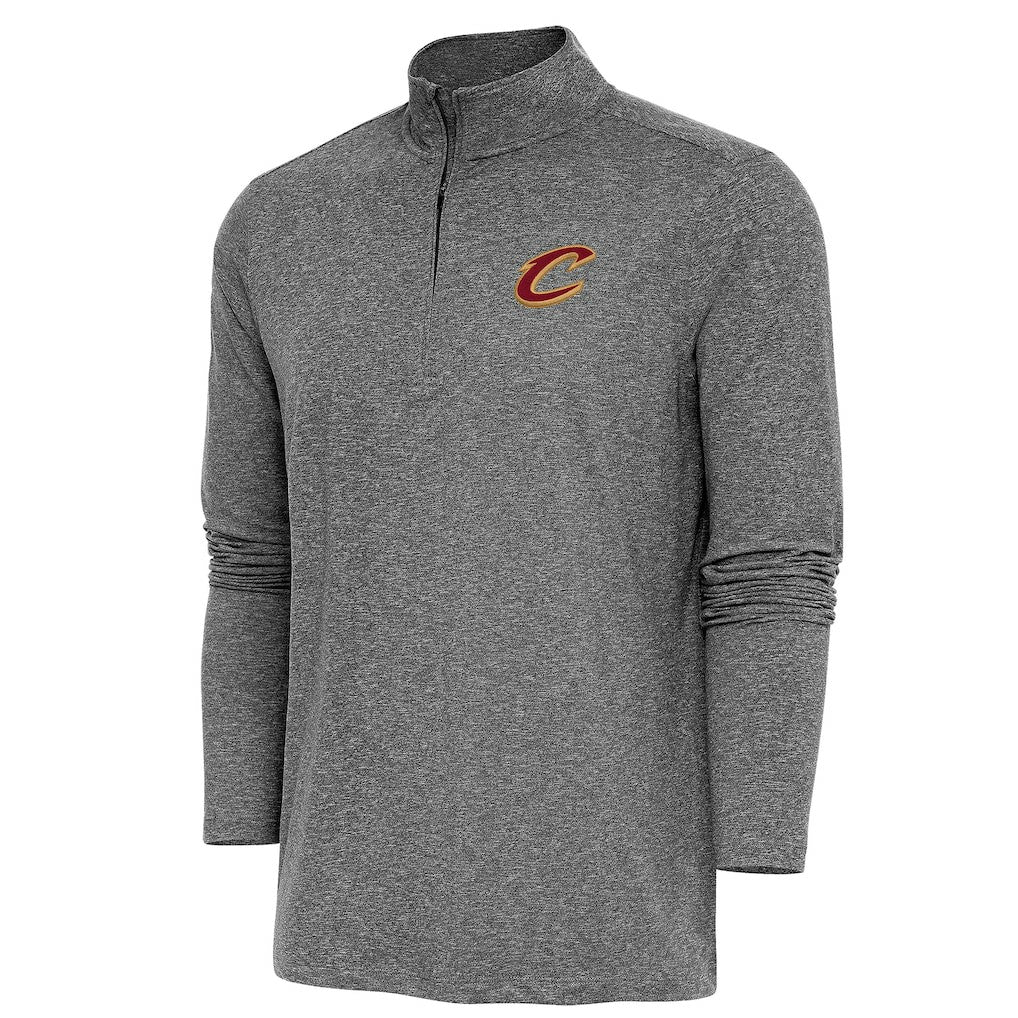 Cleveland Cavaliers Antigua Hunk Quarter-Zip Pullover Top Heather Black - NBA