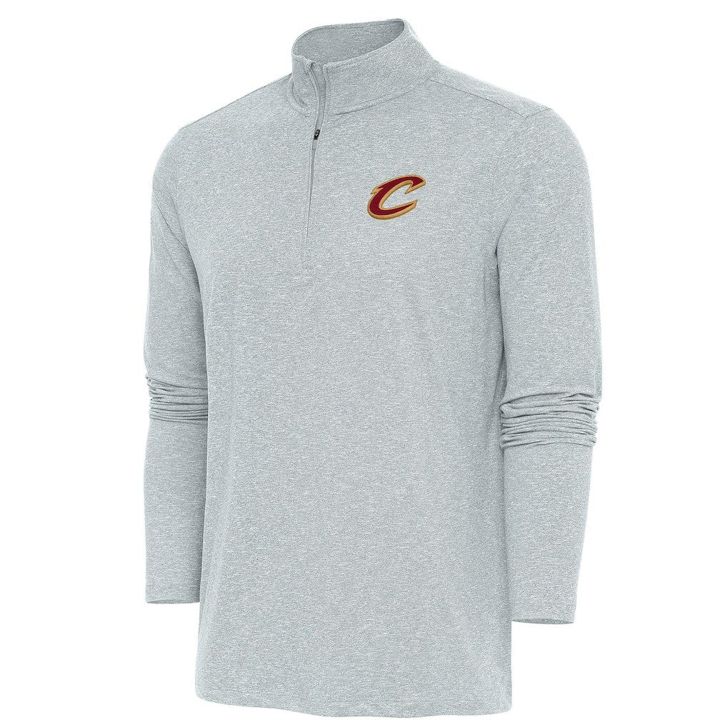 Cleveland Cavaliers Antigua Hunk Quarter-Zip Pullover Top Heather Gray - NBA