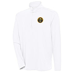 Denver Nuggets Antigua Hunk Quarter-Zip Pullover Top White - NBA