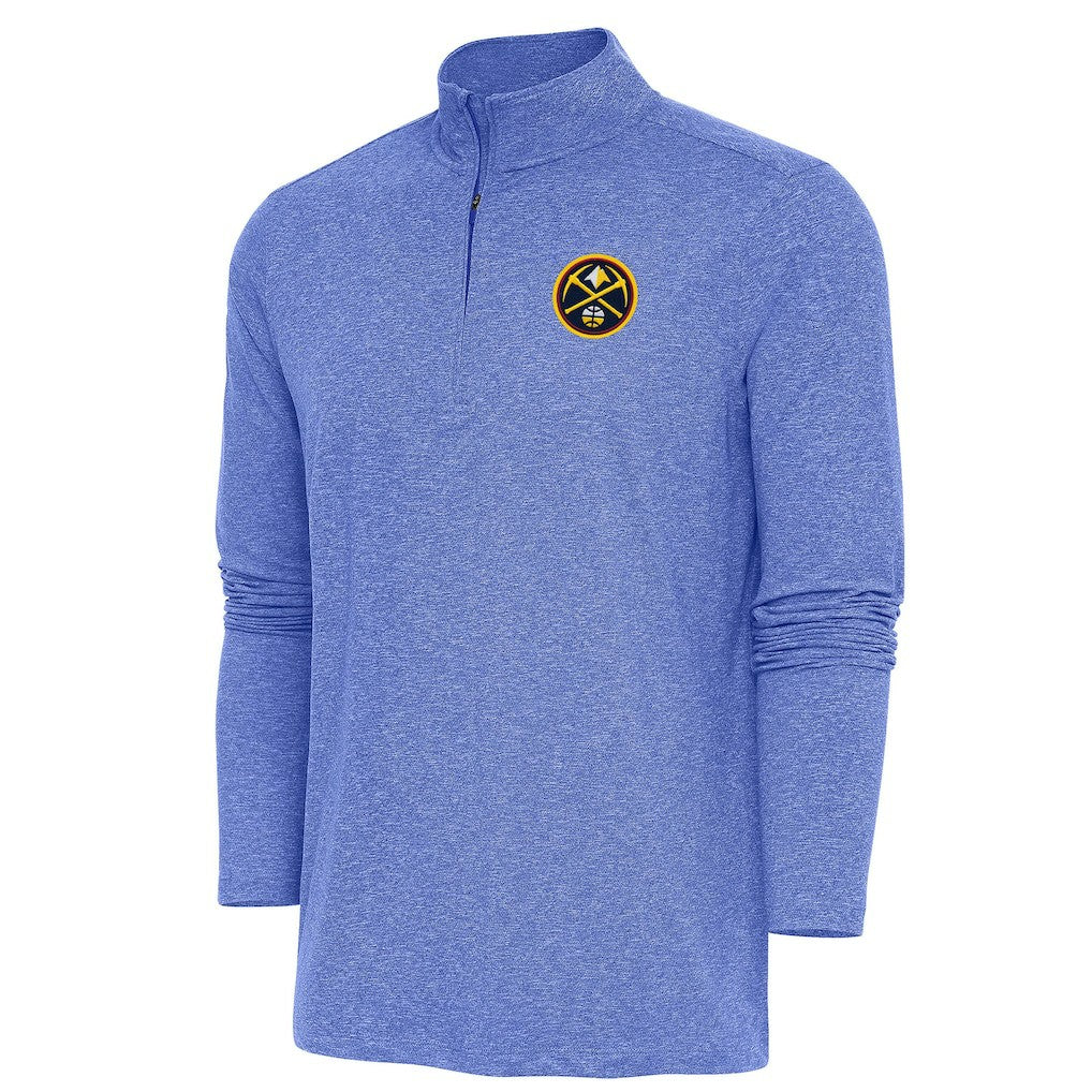 Denver Nuggets Antigua Hunk Quarter-Zip Pullover Top Heather Royal - NBA