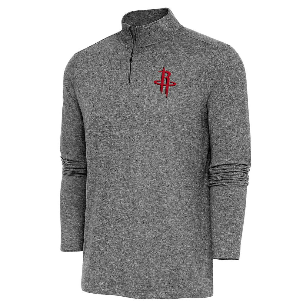 Houston Rockets Antigua Hunk Quarter-Zip Pullover Top Heather Black - NBA