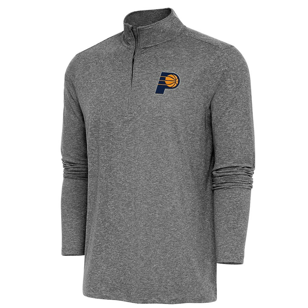 Indiana Pacers Antigua Hunk Quarter-Zip Pullover Top Heather Black - NBA