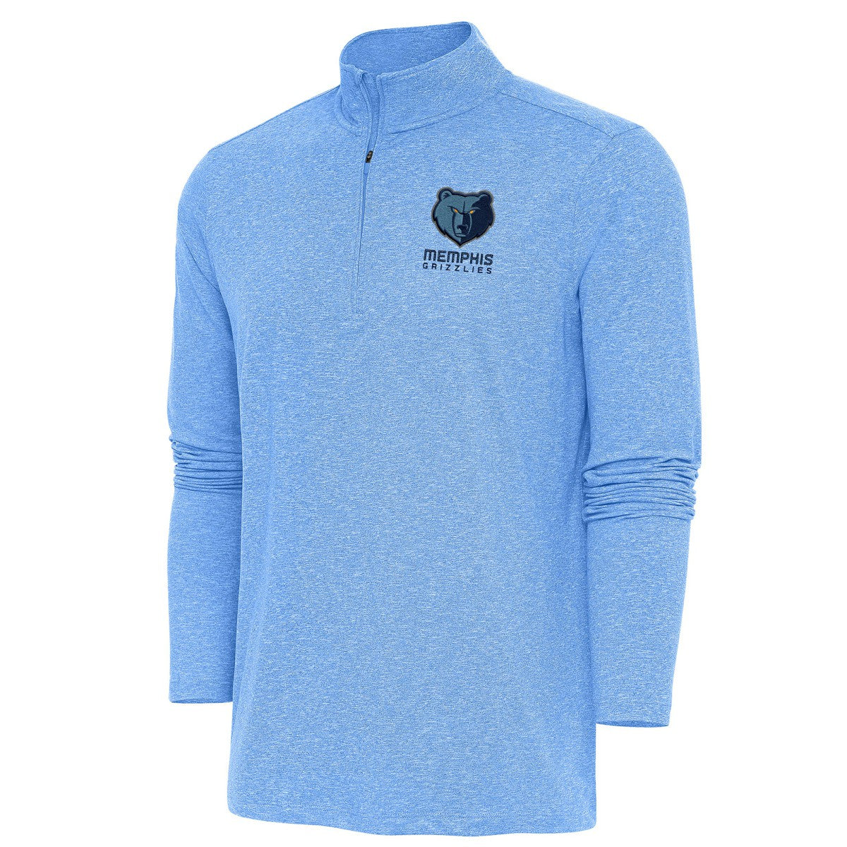 Memphis Grizzlies Antigua Hunk Quarter-Zip Pullover Top Heather Powder Blue - NBA
