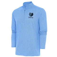 Memphis Grizzlies Antigua Hunk Quarter-Zip Pullover Top Heather Powder Blue - NBA