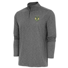 Milwaukee Bucks Antigua Hunk Quarter-Zip Pullover Top Heather Black - NBA